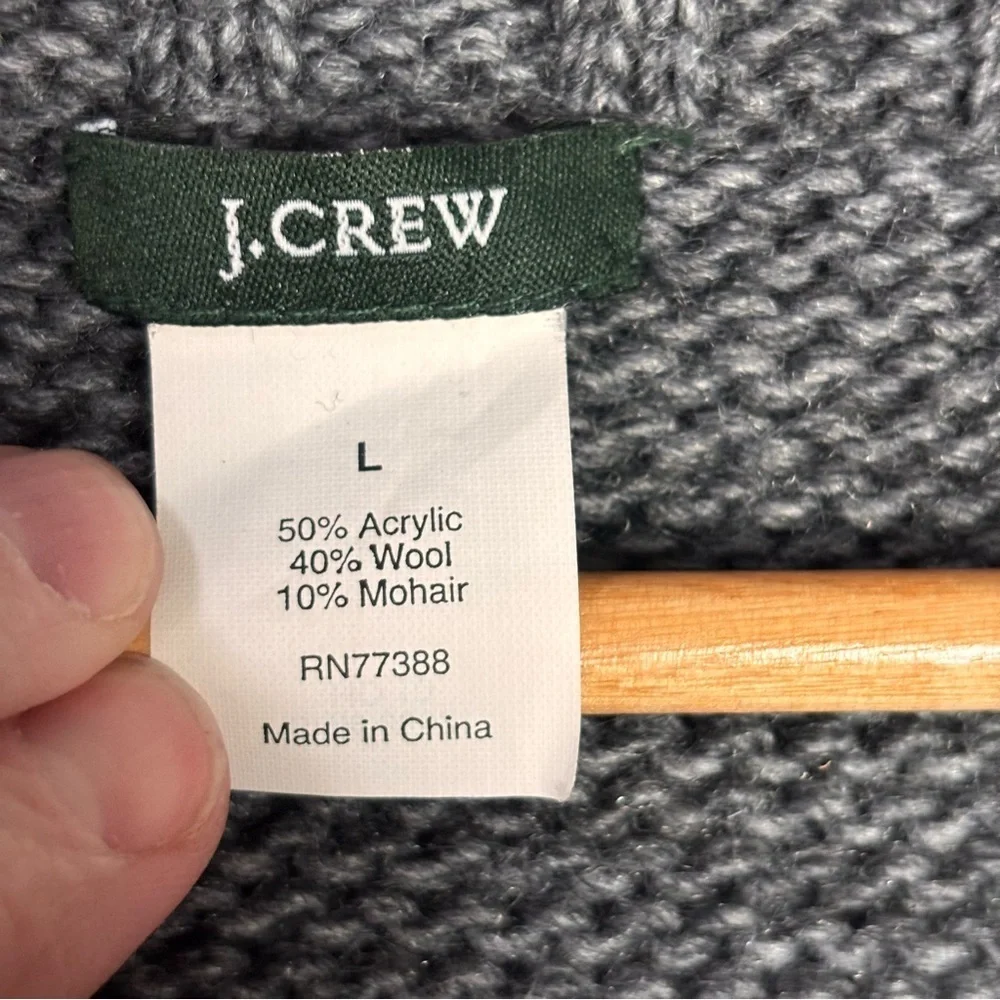 J.Crew Shawl Neck Gray Wool Mohair Blend Zipper Sweater – Women’s Sz L